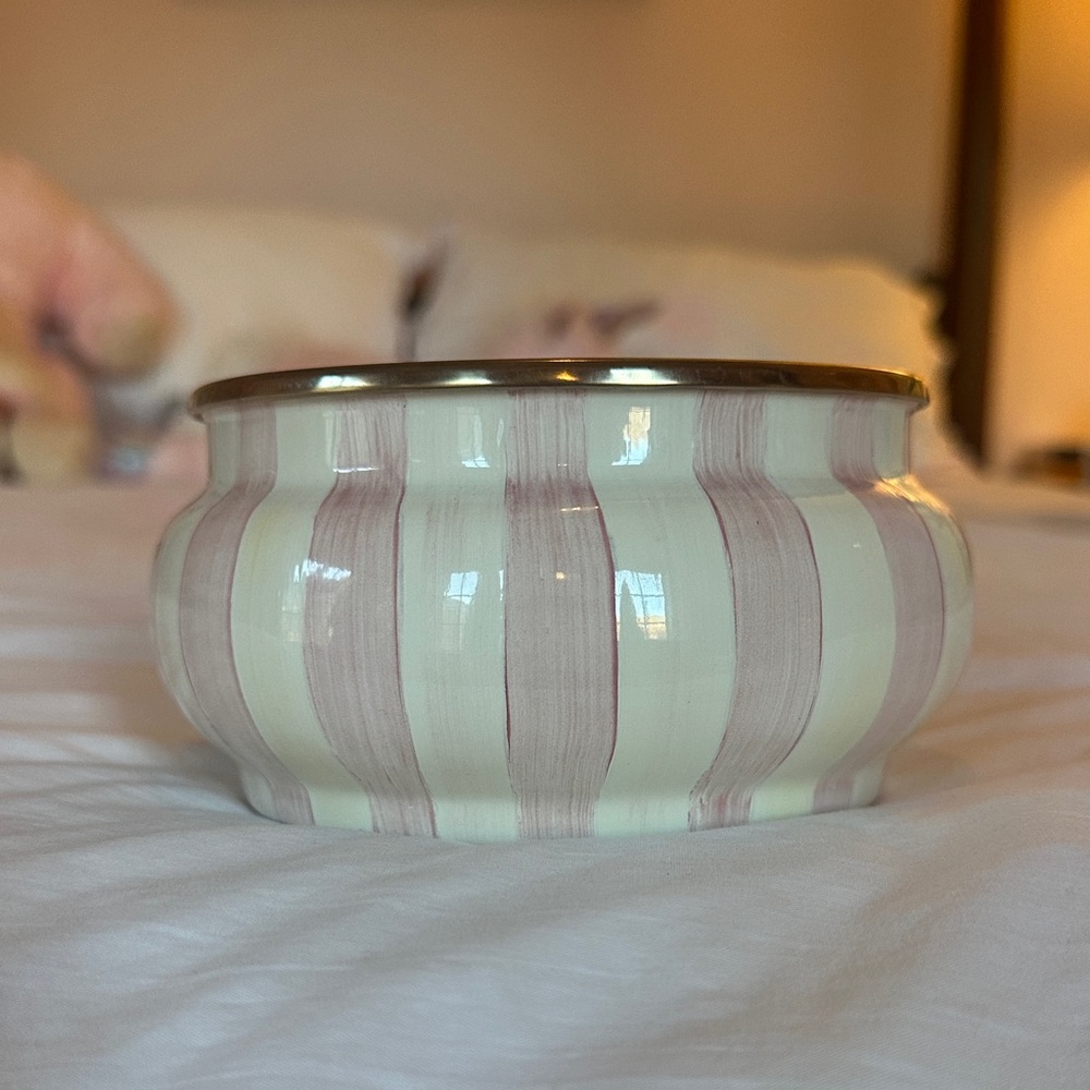 Mackenzie-Childs Squashed Pot Pink and White Striped